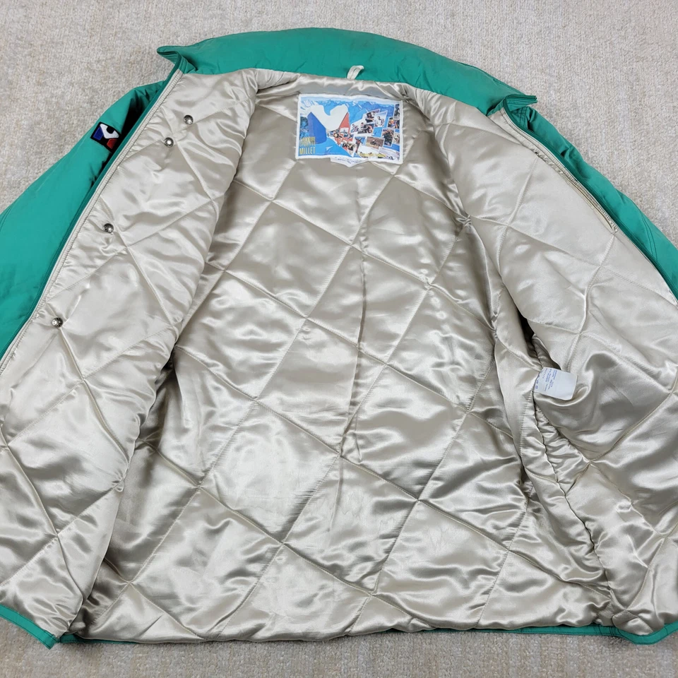 Chaqueta acolchada vintage de mijo M azul cremallera completa a presión ligera con capucha Francia Foto 3 de 4