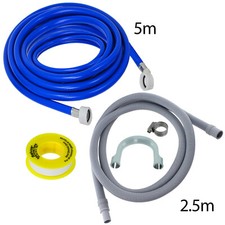 Washing Machine Fill Hose Drain Hose PTFE Tape 2.5m 5m Universal 5 Metres