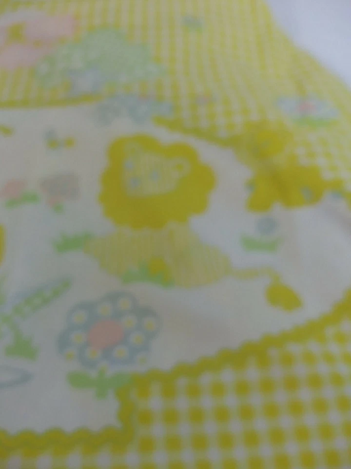 Sábana Cuna Bebé Ajustada Vintage Flores León Hipopótamo Rinoceronte Amarillo Blanco Guinga Foto 4 de 4