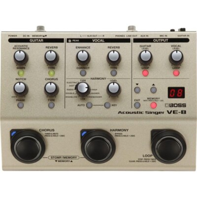 boss ve-8 acoustic singer effects processor pedal