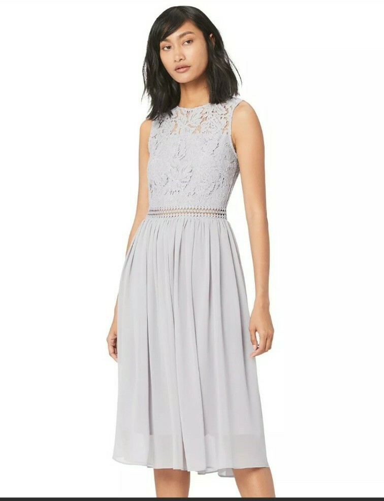Robe Truth & Fable Femme Taille M Grise - Coupe A-Line En Coton/viscose, Neuve Avec étiquettes