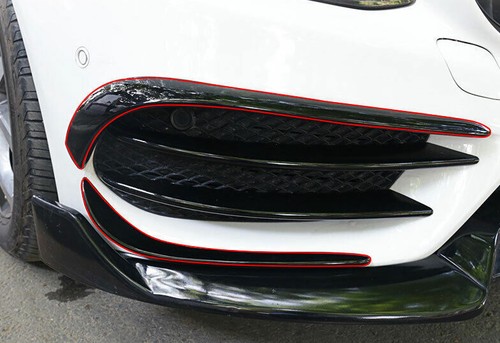 ABS Black Front Bumper Lip Spoiler Fins Canards For Benz C-Class W205 2015-2018 - Picture 8 of 8