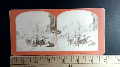 Littleton New Hampshire First Snowfall Stereoview Antique c1880 Y16811