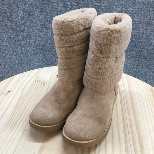 Bebe Winter Boots Womens 8.5 Brown Laurely Mid Pull On Casual Comfort Faux Fur - Picture 5 of 18
