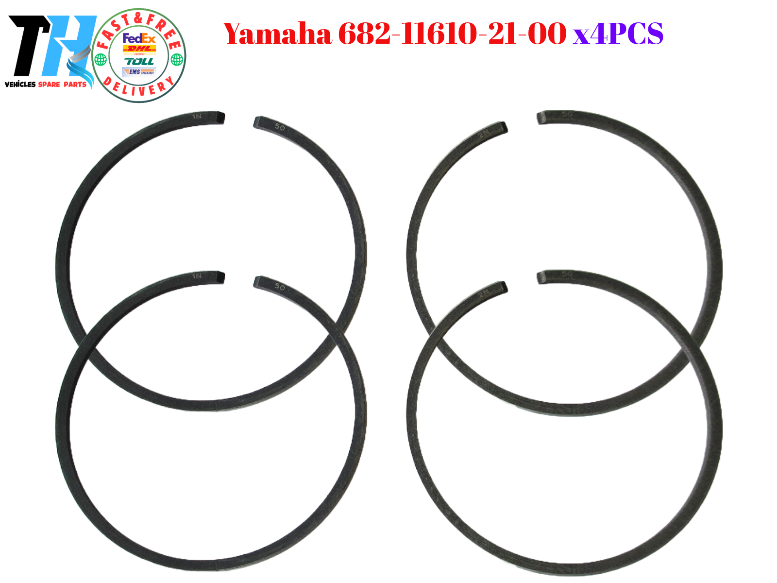 For Yamaha 682-11610-21-00 Piston Rings +0.50 Outboard 9.9-15HP x2 SET=4 PCS