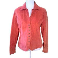 Christopher & Banks Suede Jacket Coral Pink Size Medium Nwt