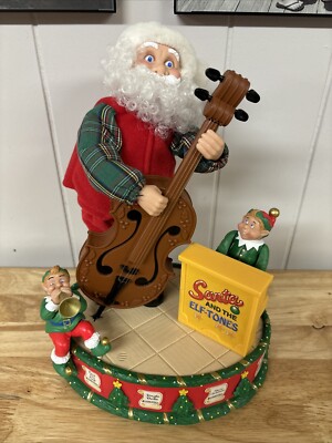Avon Santa & The Elf Tones Animated & Musical Figurine 2001 Sings Requests Works