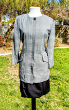 VTG Liz Claiborne Petites Sz6 Houndstooth Coat Maxi Skirt Suit Outfit Set EUC
