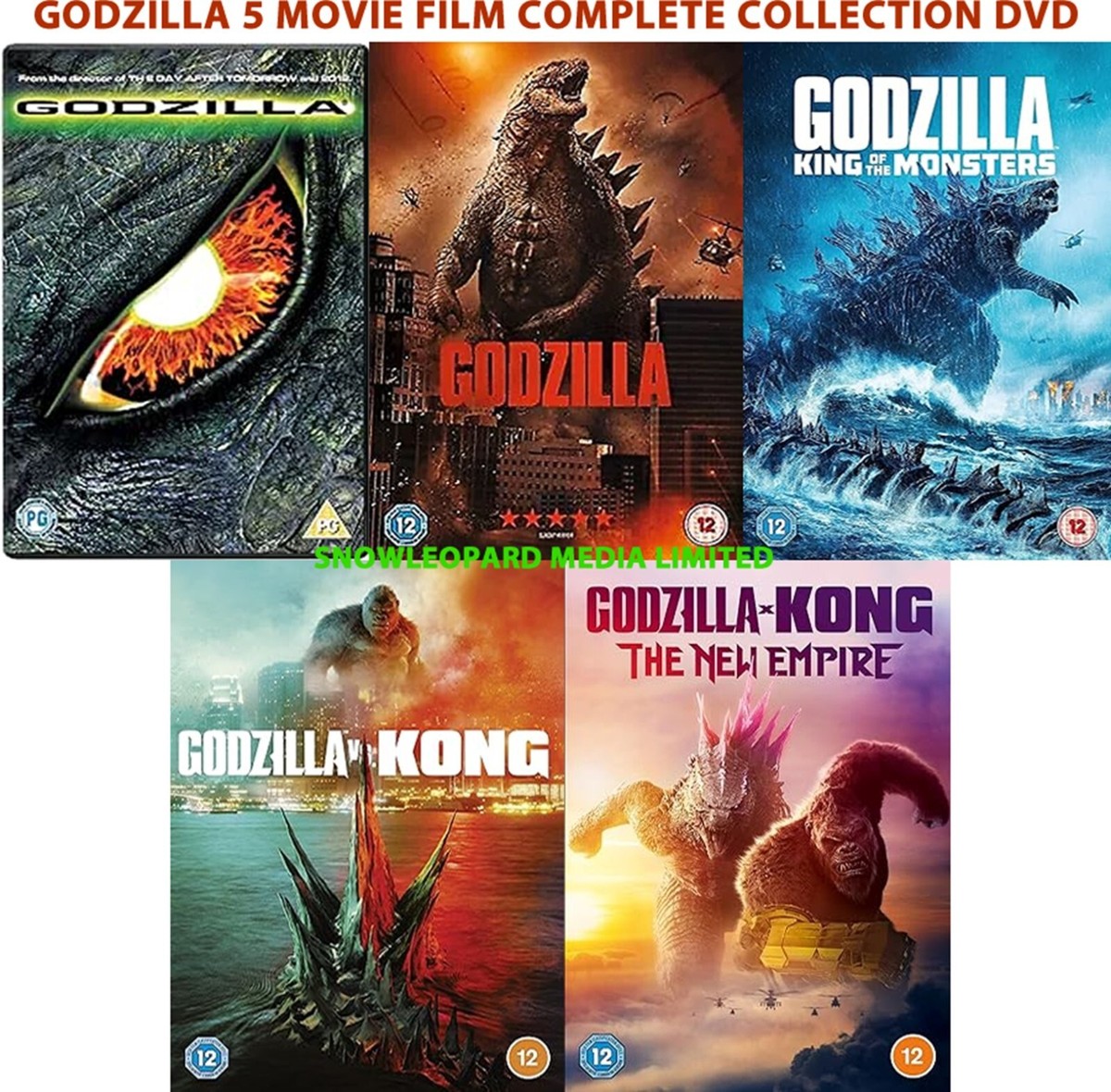 GODZILLA 5 MOVIE FILM COMPLETE COLLECTION DVD New UK R2 Rel