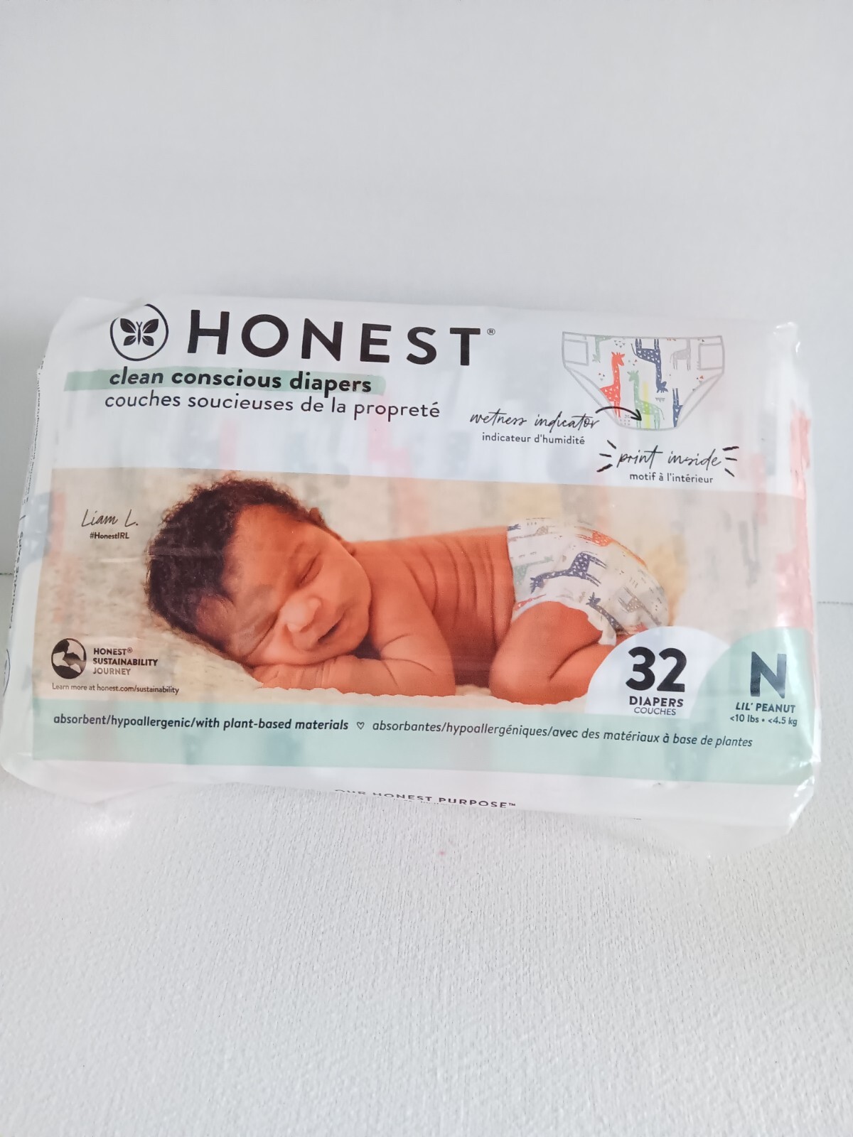 The Honest Company Gentle Diapers Size Newborn 32 ct Giraffe Lil Peanut