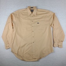 Faconnable Dress Shirt Men XL Orange Salmon White Check Plaid Button Up USA MADE