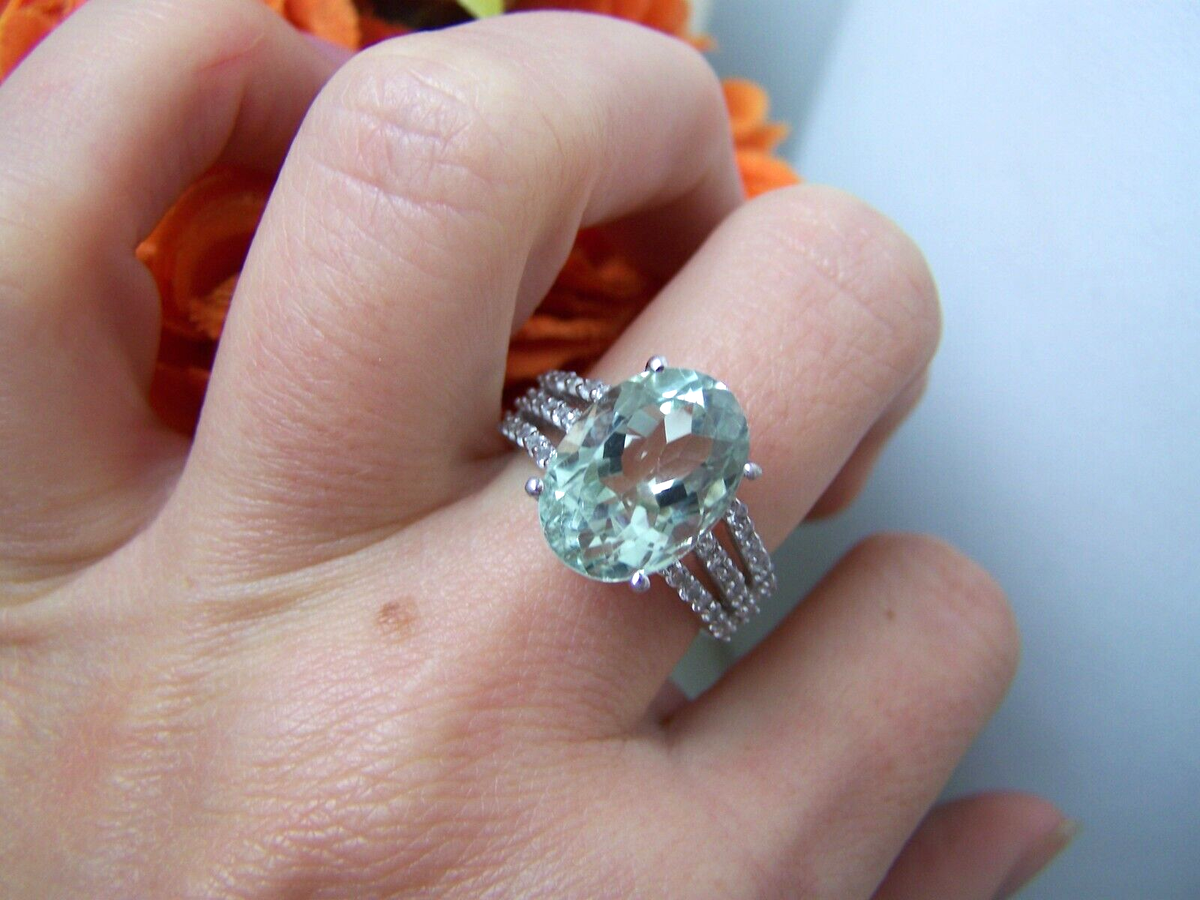 GORGEOUS 925 SOLID STERLING SILVER GREEN AMETHYST CZ DRESS RING SIZE O 7 |  eBay