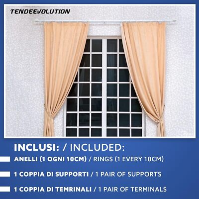 Bastone per tenda con staffe, set di pali per finestra, resistenti, per camera da letto, soggiorno (argento, 84-150 cm