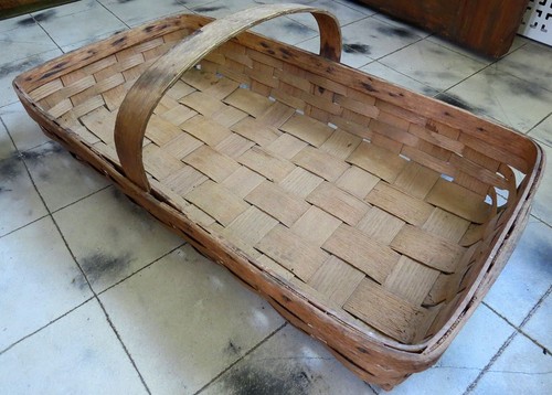 Vintage Large Splint Wood Center Single Handle Gathering Basket - Picture 10 of 11