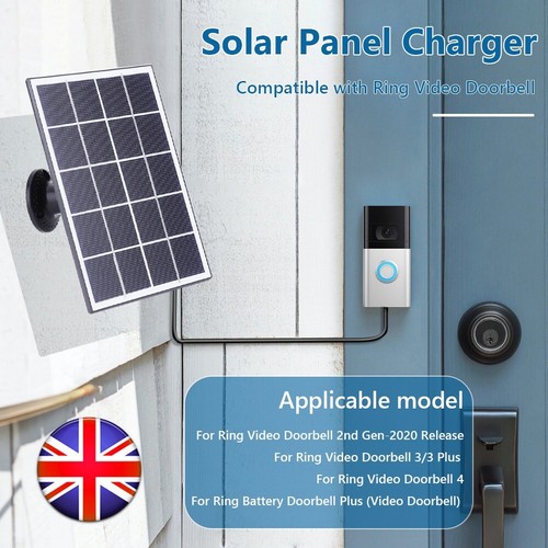20W Solar Panel Charger IP65 Waterproof for Ring Video Doorbell 4/3/3 Plus/2