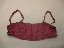 AUDEN Size S Womens Burgundy Satin Unlined Wireless Back Closure Corset Top 9Q