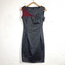 BONN Womens Pencil  Dress Size 6 Grey/Burgundy Sleeveless Round Neck