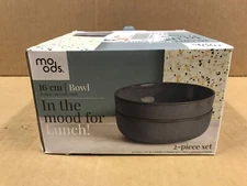 NIB Moods 2-Piece 16 CM Bowls Lunch Salad Cereal Bowls Grey