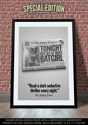 BATGIRL Barbara Gordon DC Comic A3 Print The Gotham Times Batman Joker