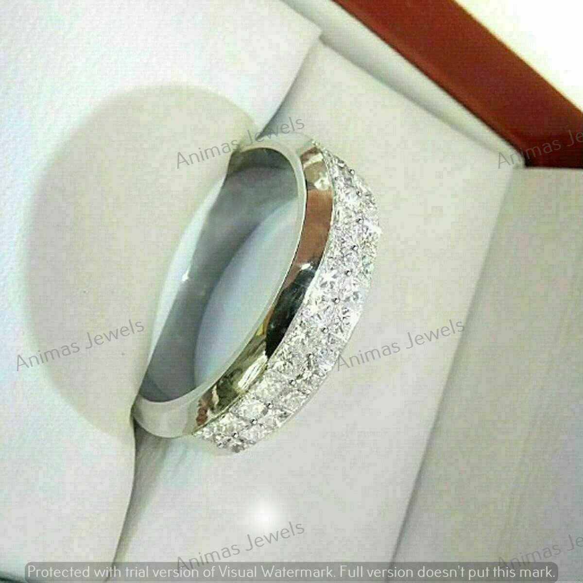 Moissanite 2 CT Half Eternity Men's Wedding Band Ring 925 Sterling