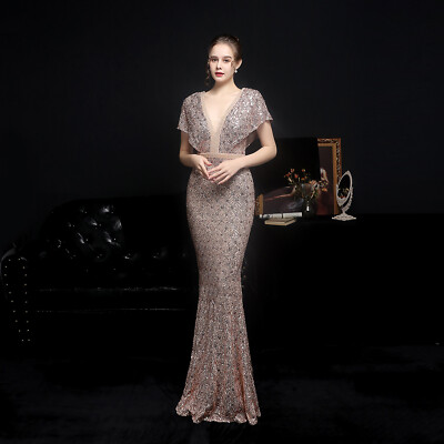 Elegant Womens Sexy Slim Fit Dress Fish Tail Banquet Evening Party Long  Dresses | eBay