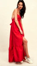 FREE PEOPLE 'Isabel' Maxi Dress in Fiery Red SMALL UK8-10 RRP$250