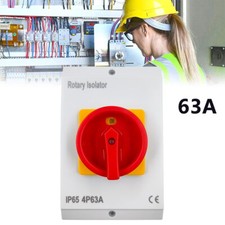 IP65 Waterproof Insulated 4 Pole 63A Rotary Isolator Switch 4P AC (230V-415V)