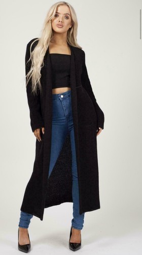 Ladies longline knitted open front maxi with pockets Women knitted cardigan 8-16 - Picture 17 of 25