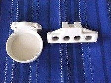 Vintage White Ceramic toothbrush Holder and Cup Holder 2 Piece Set