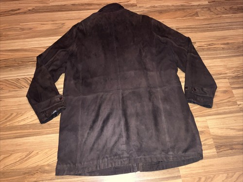 Brooks Brothers Coat Mens Large Suede 109% Leather Brown Lined Wool Jacket - Picture 6 of 11
