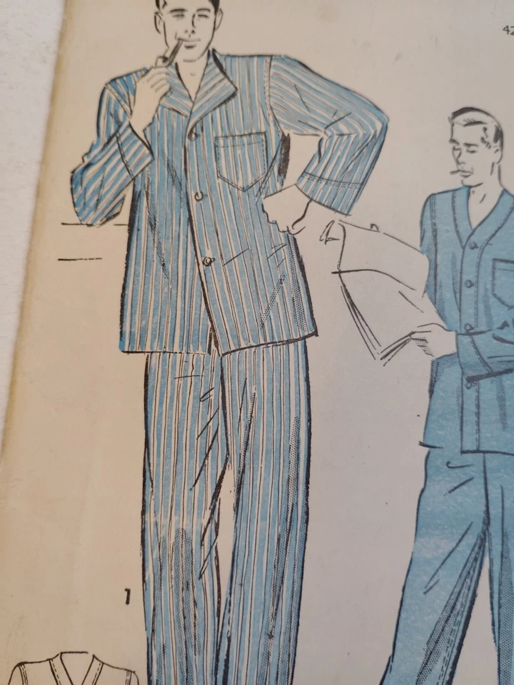 Pajamas Sleep Top Bottoms Mens 42 44 Advance 4641 Sewing Pattern Pants Shirt VTG - Image 3 of 4