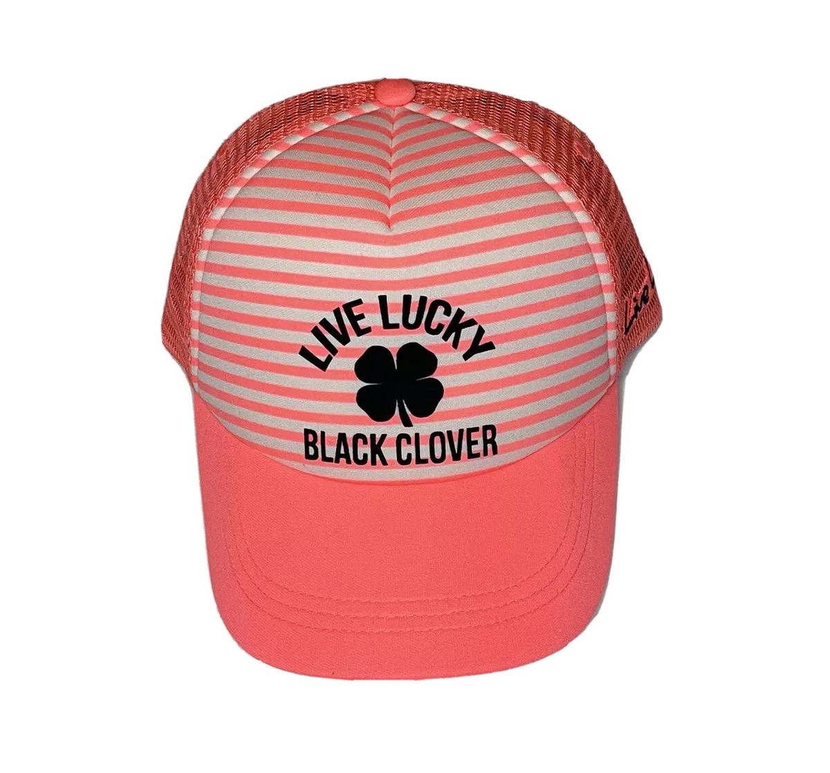 Live Lucky Black Clover Mesh Snapback Hat Pink Straps Golf 