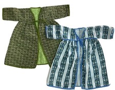  2 Baby Newborn Robes Handmade Green Quilted Blue Flannel 1964 Vintage EUC