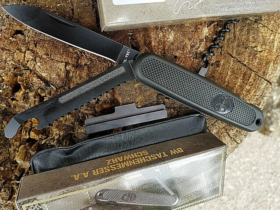 6 in1 Schwarzes BW Taschenmesser Notfallset Armee Outdoorset Messer Bunderwehr - Bild 3 von 4