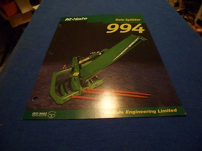 (DRAWER 1) McHale 994 Bale Splitter Brochure Pamphlet Specs Technical Data