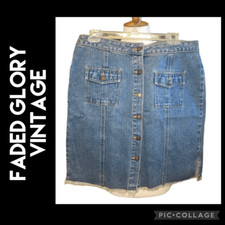 Faded Glory Vintage 90 s Denim Button Down Skirt Missy Size 12