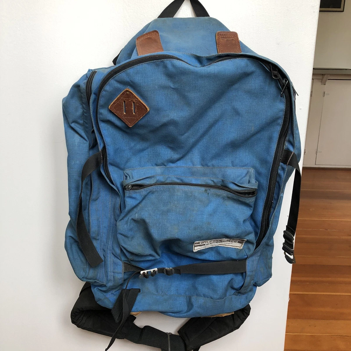 Vintage Wilderness Experience Backpack Blue Hiking Travel Bag Made In USA  Size L | eBay