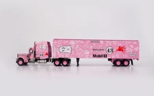 FINE 1:64 Scale Pink 43 Peterbilt King Hauler Trailer Truck Diecast Metal Car