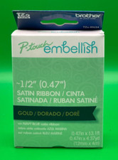 Brother P-Touch Embellish GOLD on RED 1/2" Satin Ribbon 0.47 in x 13.1 ft 