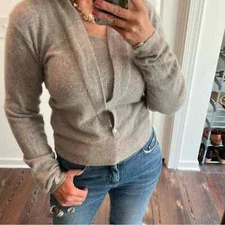 Vintage angora wool blend gray pullover sweater size medium