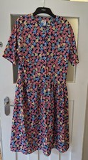 vintage St Michael marks spencer Floral Button Tea Dress Midi Bright size 14