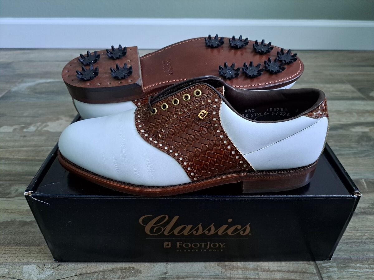 NEW Vintage Footjoy Classics Mens Golf Shoes 51276 WH/BRN NEW Vintage Footjoy Classics Mens Golf Shoes 51276 WH/BRN
