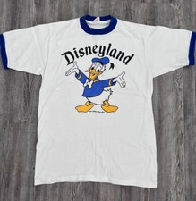 Rare VTG WALT DISNEY PRODUCTIONS Donald Duck Disneyland Ringer T Shirt 70s 80s L
