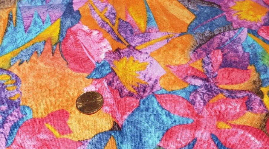 Hobby Lobby Fabric 2 Yards Floral Nature Bright Design #J2964 Japan Orange Pink - Image 4 of 4
