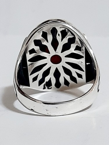 Anello Argento Uomo 925 rubino Turchese solitario Ring Man Sterling $ - Foto 2 di 20