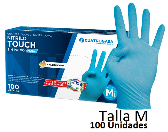 Guantes Nitrilo Azul Talla M Sin Polvo Antialérgicos Apto Uso Alimentario