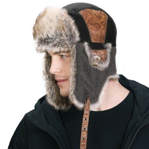 SIGGI Faux Fur Trapper Hat for Men 
