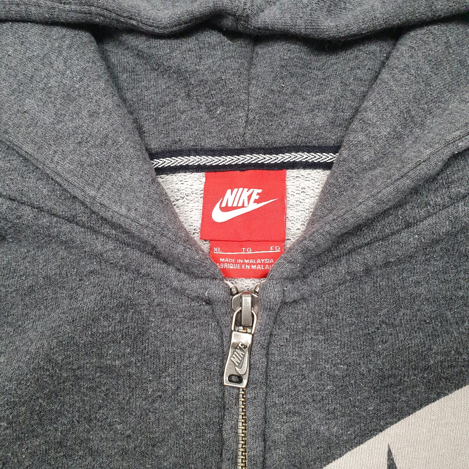 NIKE Full Zip Hoodie Spellout Jumper Sweatshirt Mens L image 2