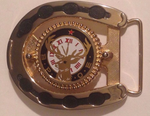 Vtg BPOE Benevolent Protective Order of Elks Horseshoe Shaped Metal Belt Buckle - Bild 2 von 11