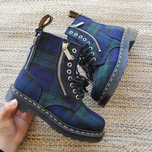 Plaid Punk Moto Combat Boots NEW Womens 